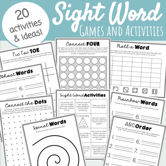 Sight Word Activities Printable Preschool Kindergarten Etsy