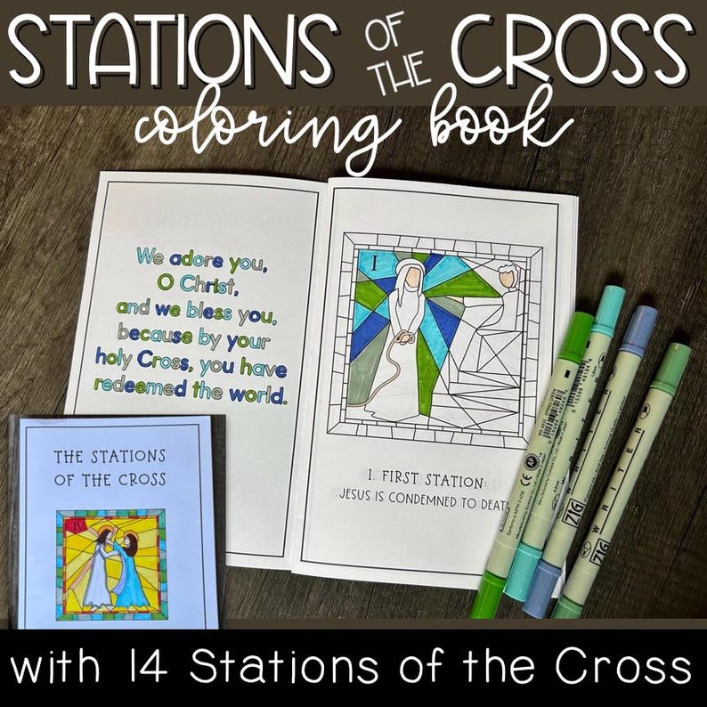 Stations of the Cross Stained Glass Coloring Book: Lent and Holy Week ...