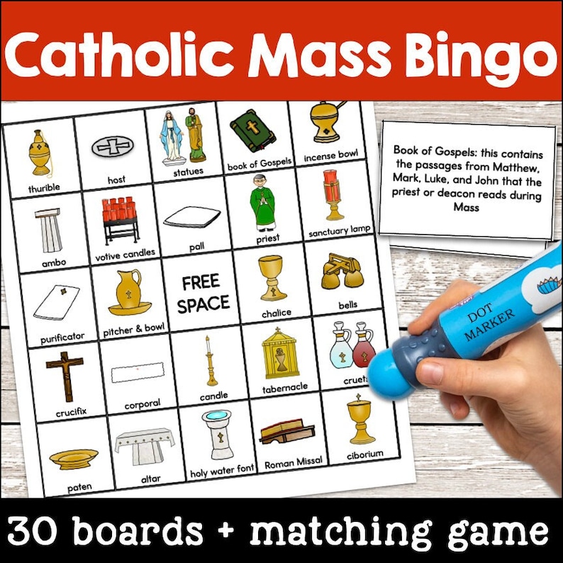 Catholic Mass Bingo Religious Education Game Church Objects First Communion Faith Formation image 1