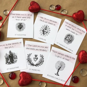 Druckbare Valentinstagskarten - Katholisches Heiliges Zitat + Bibelvers Valentinstag - St. Therese - Bl Carlo Acutis - Kinder Valentinstag - Christ