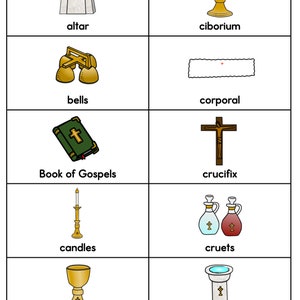 Catholic Mass Bingo Religious Education Game Church Objects First Communion Faith Formation image 4
