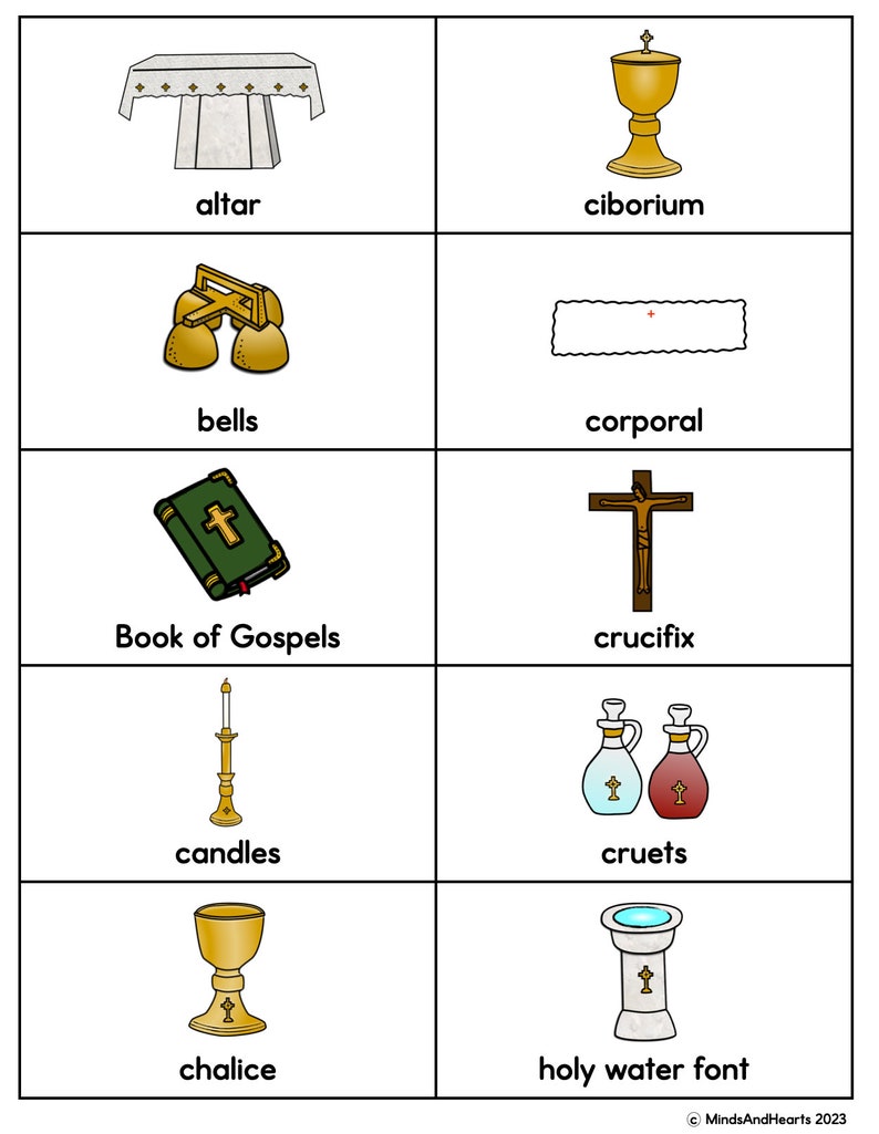 Catholic Mass Bingo Religious Education Game Church Objects First Communion Faith Formation image 4