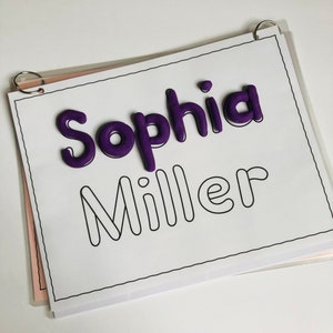 Personalized Name Handwriting Book Dry Erase Preschool Kindergarten Homeschool Tracing Letters, Number Formation Play Dough Mat image 7