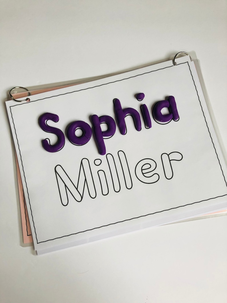 Personalized Name Handwriting Book Dry Erase Preschool Kindergarten Homeschool Tracing Letters, Number Formation Play Dough Mat image 7