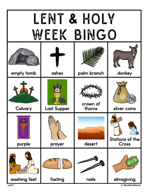 Lent Bingo Game Ash Wednesday Holy Week Easter Activity Etsy