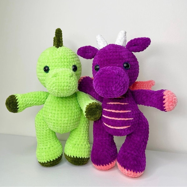 Bundle, Dino Crochet Pattern, Dragon Amigurumi Pattern, Dinosaur, Plush Bulky Yarn, Soft, Chunky, Fuzzy, Chenille, PDF Download, DIY, Velvet
