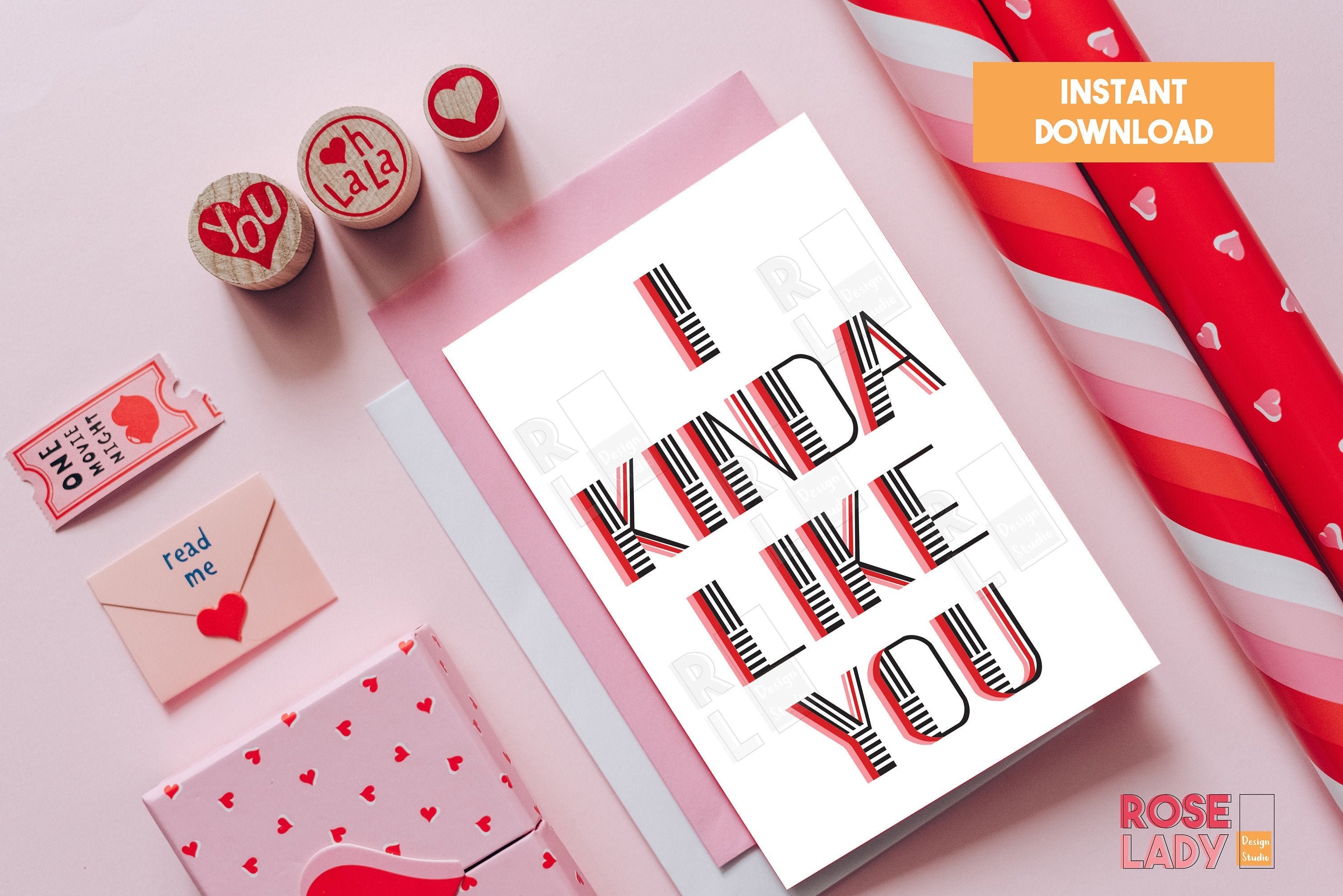 I Kinda Like You Valentine's Day Printable Card 5x7 | Etsy