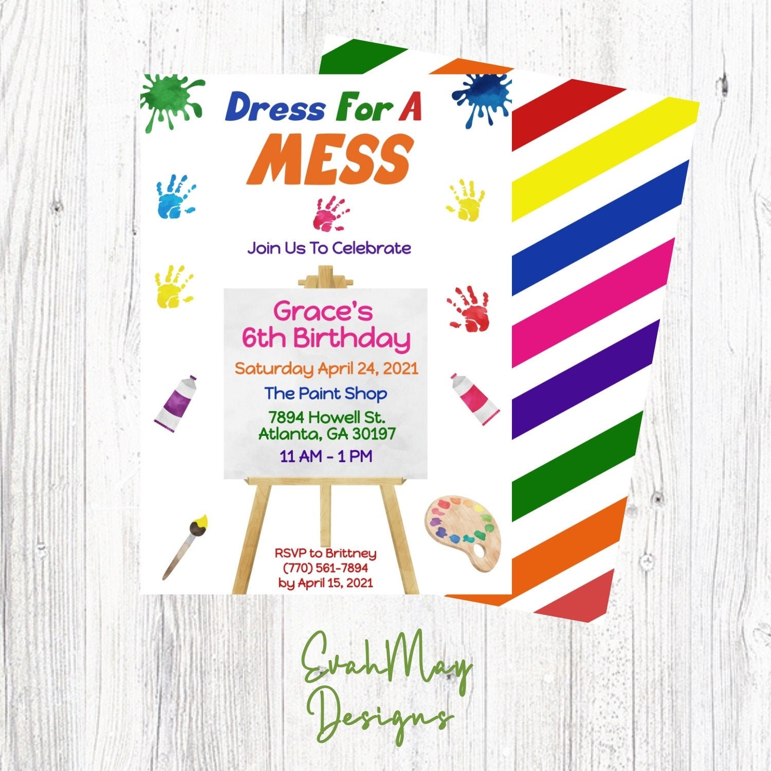 Dress For A Mess Art Birthday Invitation Etsy