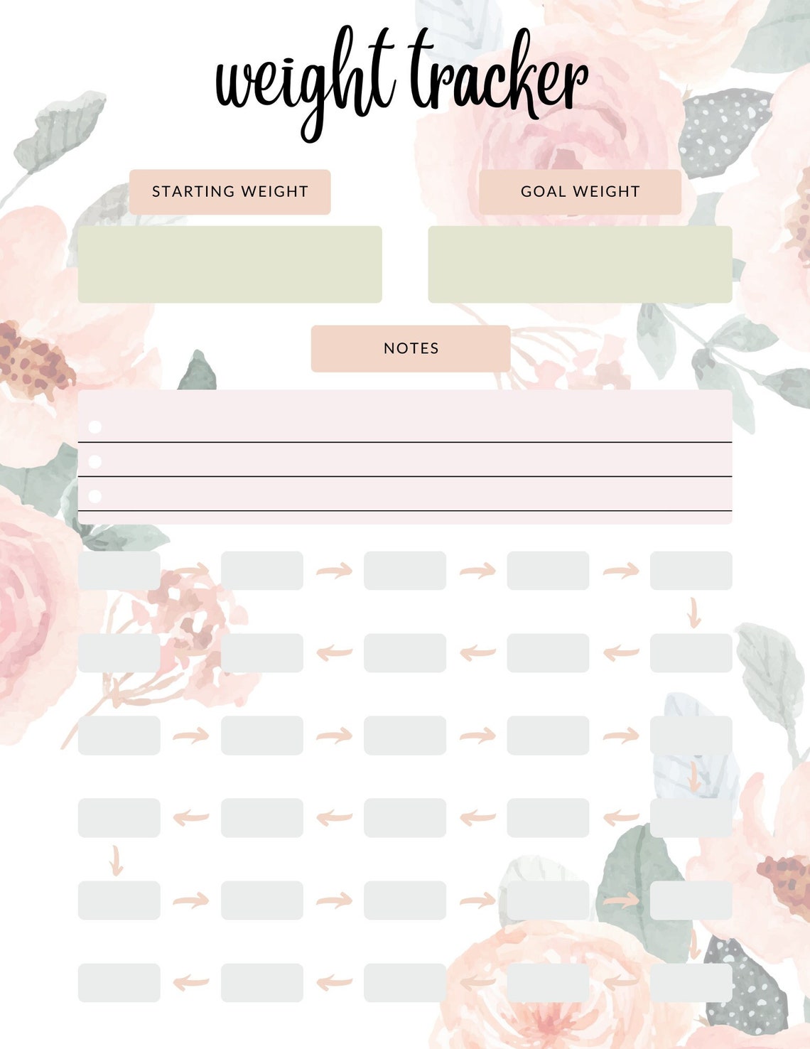Weight Tracker PDF Printable and Template Link Etsy Weight Tracker PDF Printable and Template Link Etsy