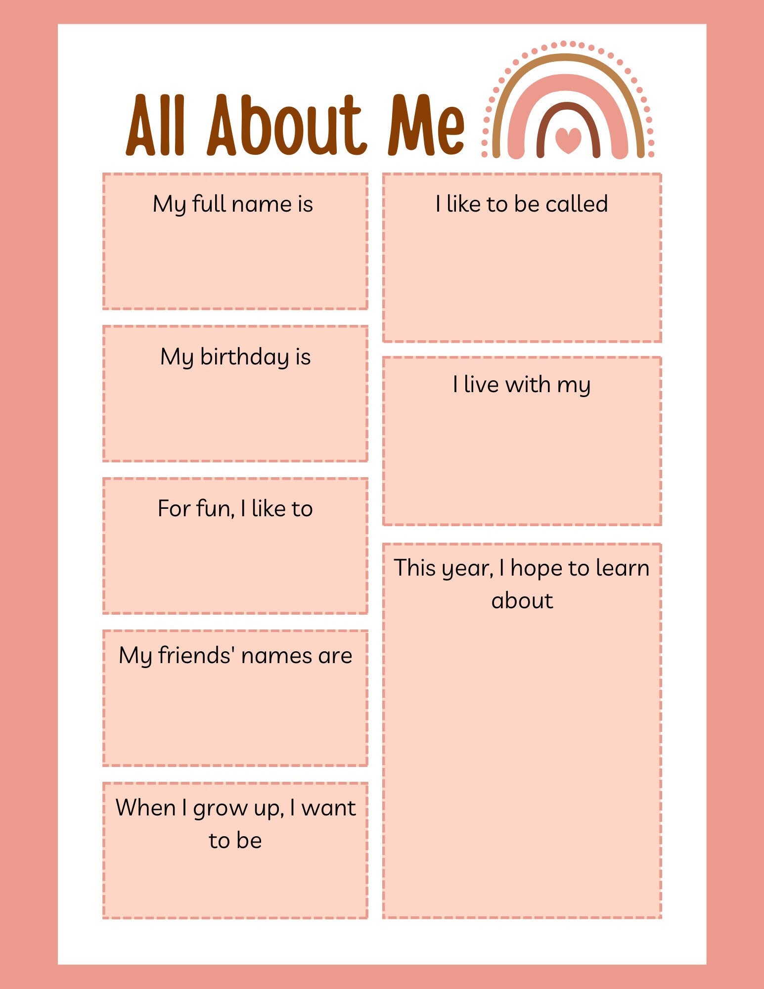 All About Me Worksheets Children's Activity PDF Printable and Template All About Me Worksheets Children's Activity PDF Printable and Template