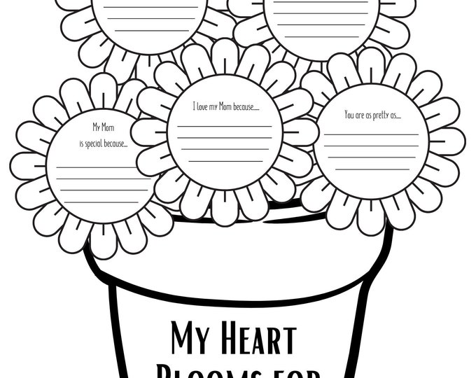 Mother's Day Coloring Craft PDF and Template Link - Etsy
