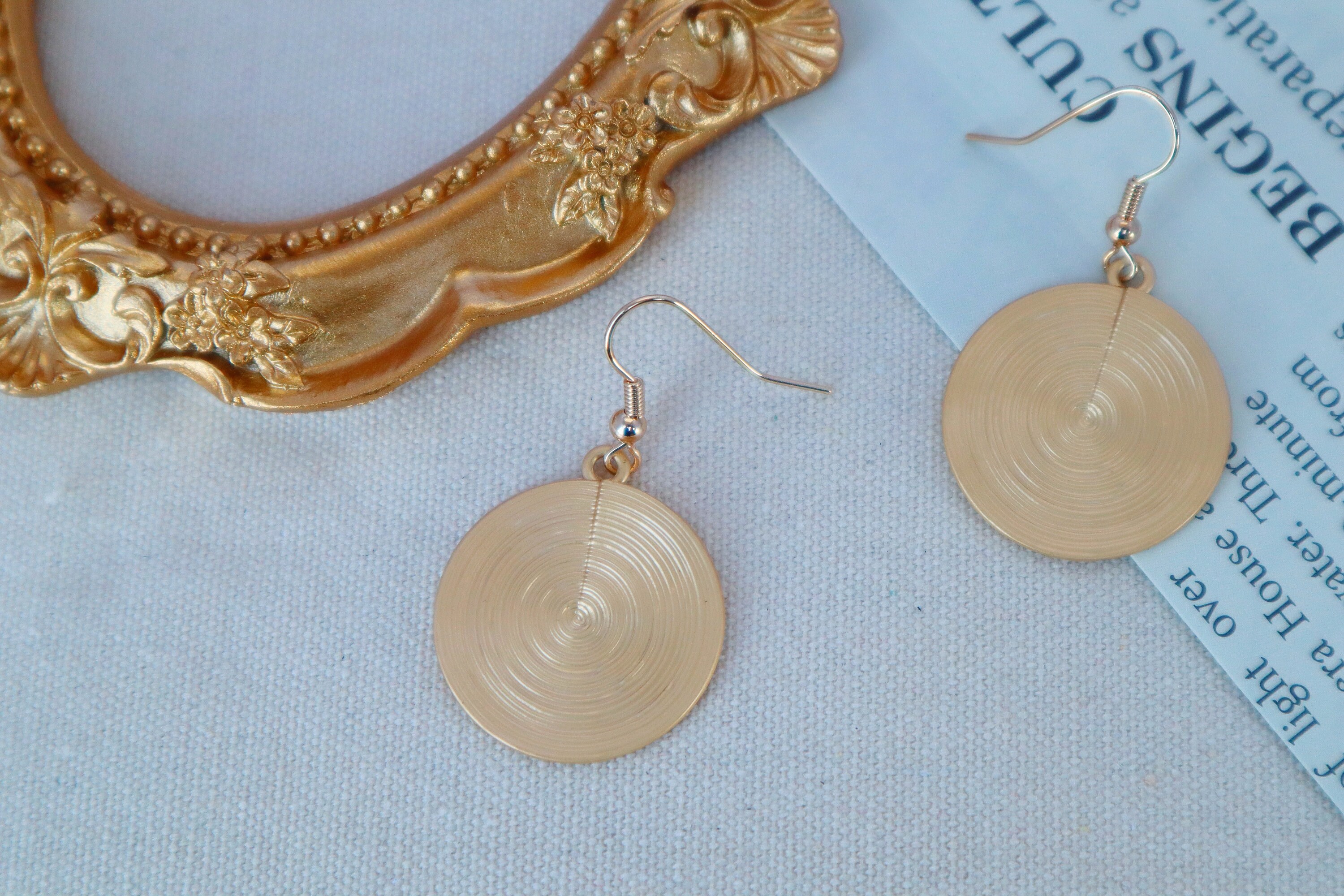 Dangle Earrings Gold Earrings Round Earrings Pretty Etsy