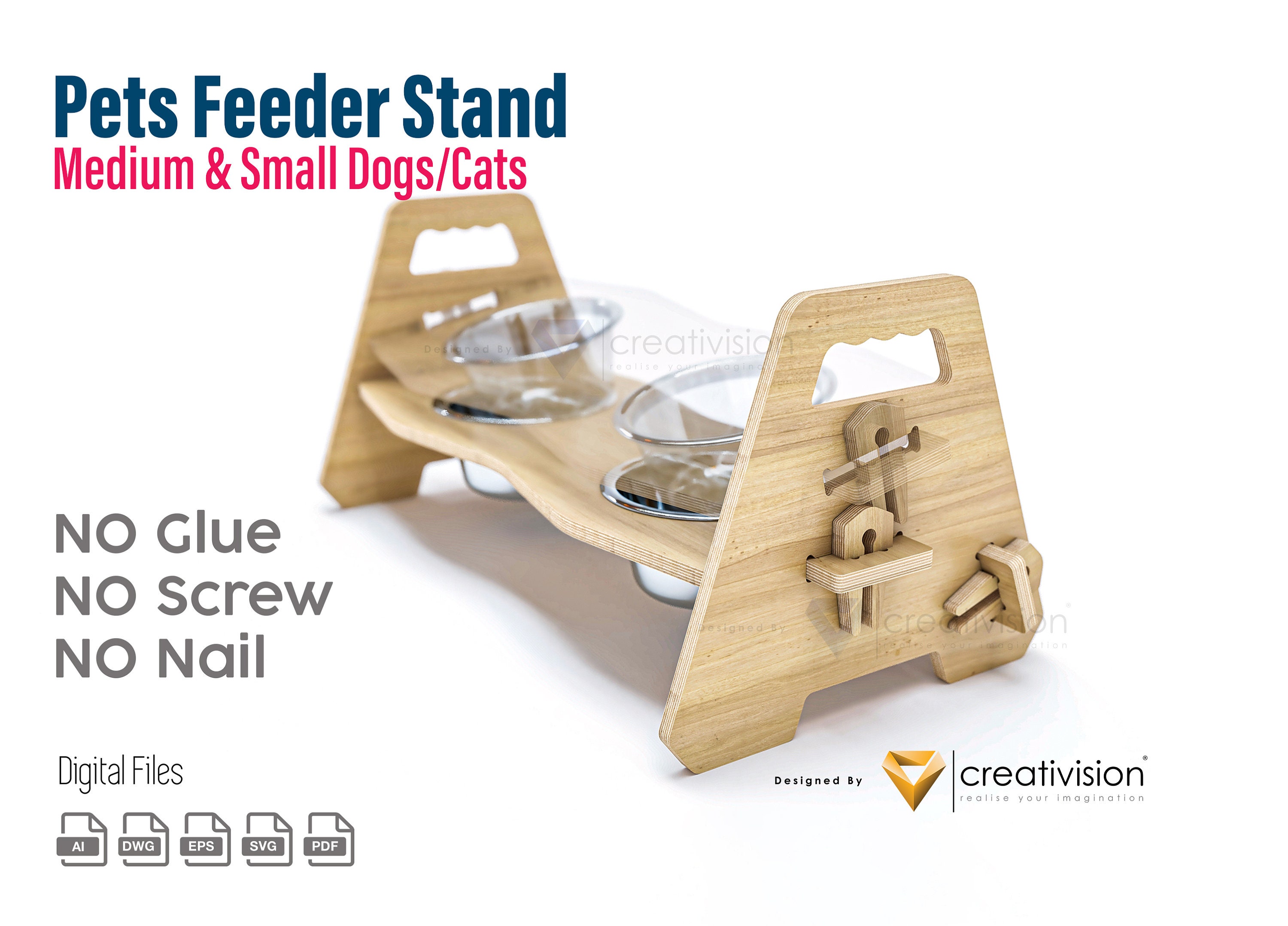 Pet Feeder Stand Medium Dog/cat....for CNC Router Cutting Etsy