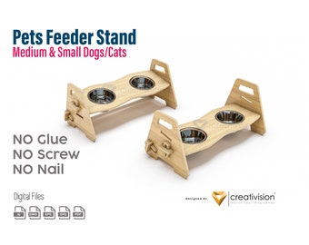 Pet Feeder Stand - medium Dog/Cat....for CNC router cutting /laser cutting - instant files download