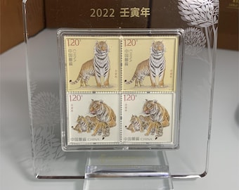 Renyin Tiger Year-stämpel 2022, akryldisplay + utsökt förpackning