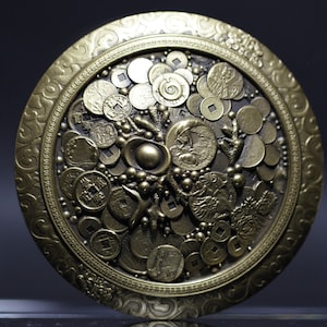 Grote koperen zegel van Jubao bekken - Memorial seal for Attracting Wealth and entering treasure - diameter: 68 mm