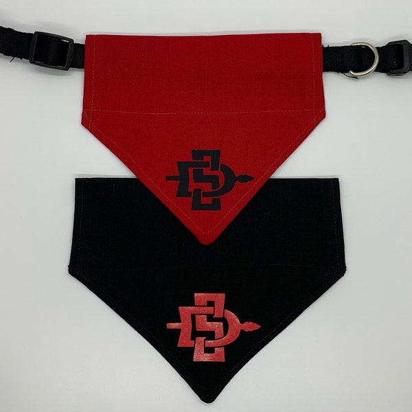 San Diego State Aztecs Dog Bandana Neckwear - Handmade, Collar Loop, Reusable, Washable Cotton