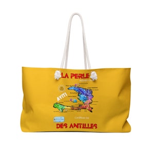 Sac week-end La Perle Des Antilles Carte d'Haïti jaune