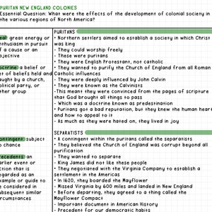 AP US History (APUSH) notes, Period 2 Simple, Essential Question, Cornell, Graph