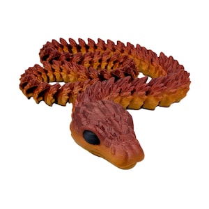 Articulated Feathered Snake | 3D Printed Flame Serpent | Flexible Fire Dragon Snake | Cinderwing3D Licensed