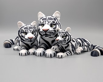 Gelede 3D-geprinte tijgerfiguur: beweegbaar PLA-fidgetspeeltje