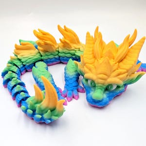 Articulated Chinese Dragon - 3D Printed Poseable Figurine | Vibrant Desk Decor & Unique Gift
