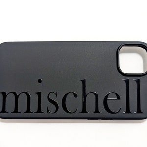 Zwart mat siliconen met glanzende print | Gepersonaliseerde naaminitialen monogram | Geschikt voor iPhone, Samsung, Pixel