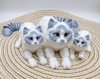 Articulated Cat Figurines | Flexible Cat Desk Toy | Single Cat or Family Set | Cute Collectible Gift