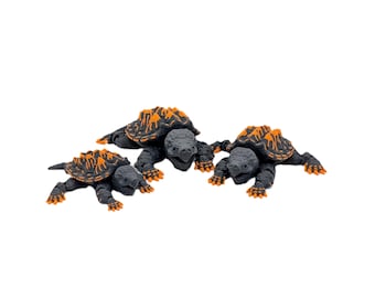 3D Printed Articulated Alligator Snapping Turtle – Poseable Fidget Desk Toy