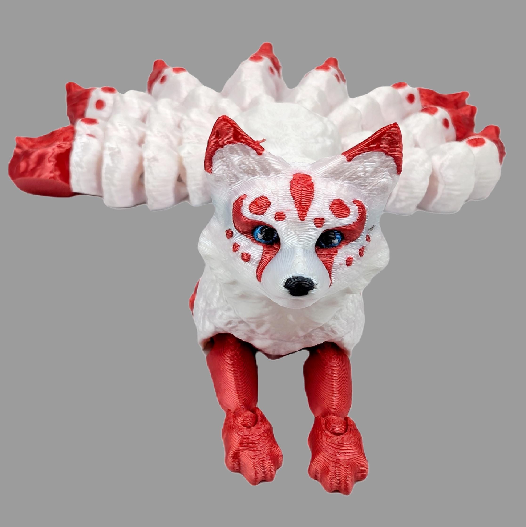 Nine-tailed Fox Figurine | Articulated Kitsune Dragon Fox