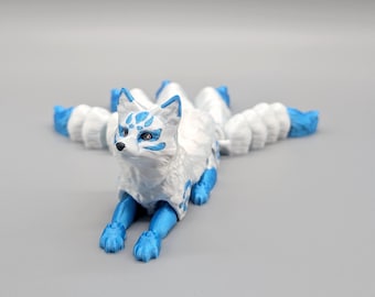 Figurina di volpe articolata Kitsune / Giocattolo stampato in 3D / Animale spirituale giapponese / Decorazione da scrivania antistress