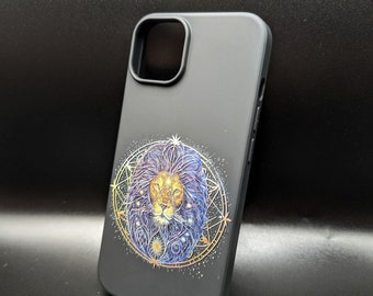 Handyhülle Schwarz Silikonhülle Löwe für iPhone, Samsung, Google Pixel Zodiac Print Design