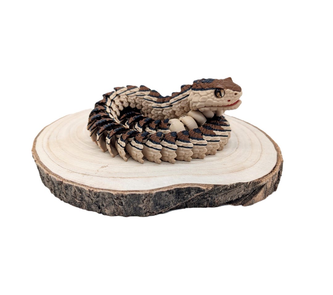 Model Magic Rattlesnake Realistic Articulated Rattlesnake Toy – 3D Printed, Flexible Snake ...