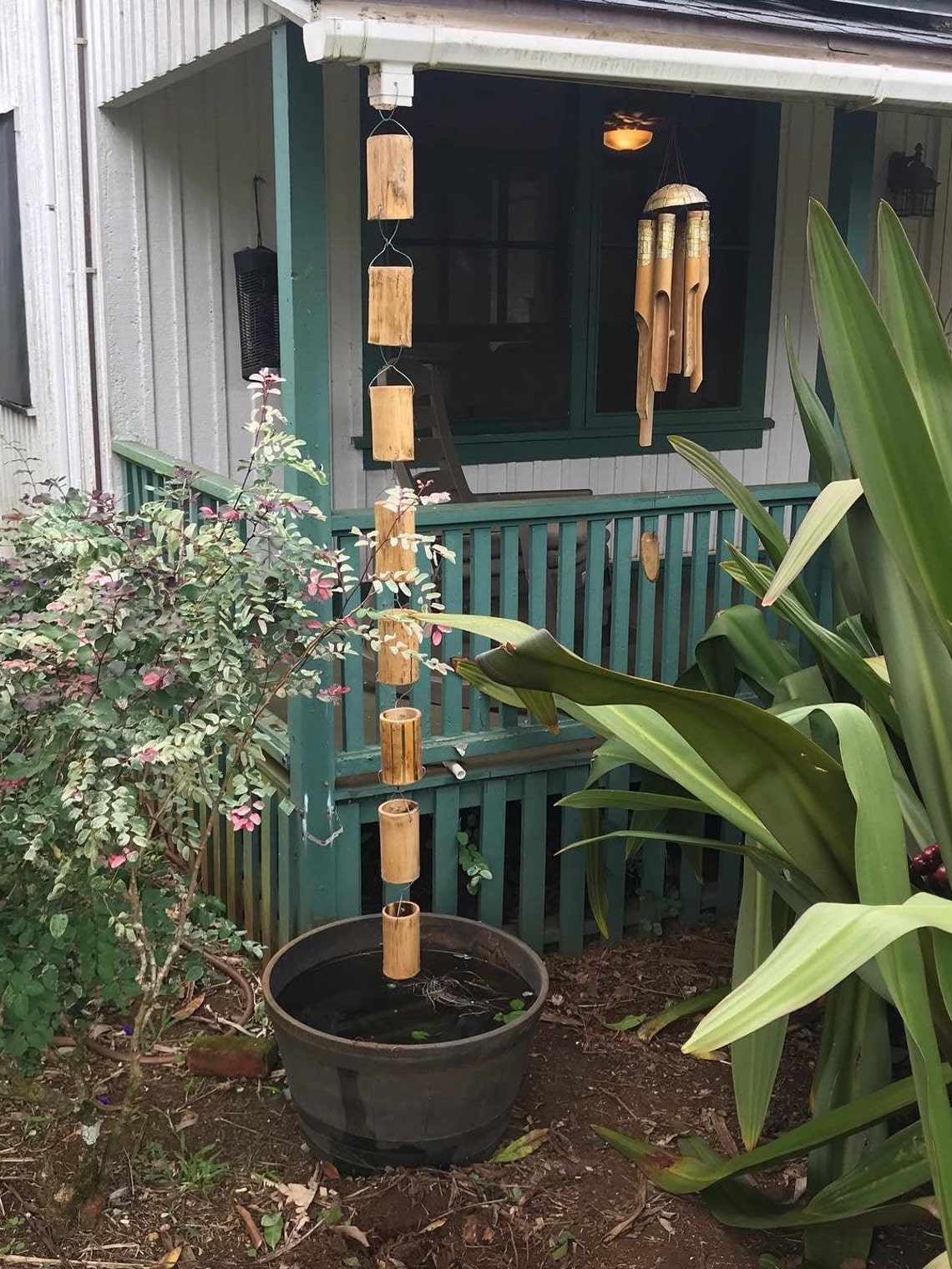 Rain Chain Downspouts Reclaimed Bamboo Etsy