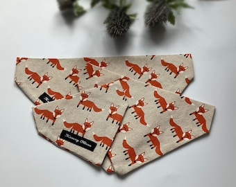 Fox dog bandana, orange, beige