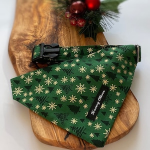 Green and gold dog bandana