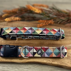 Collare e guinzaglio per cani Vibrant Harlequin - set di diamanti colorati fatti a mano per animali domestici - luminoso - divertente - accessori per cani regolabili