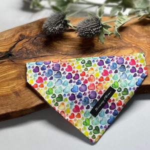Rainbow hearts dog bandana