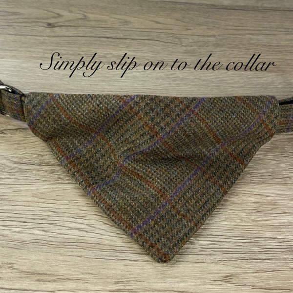 Country Tweed dog bandana, slip on style