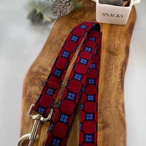 Red/Blue Cotton Dog Lead: Padded Handle, Training Lead