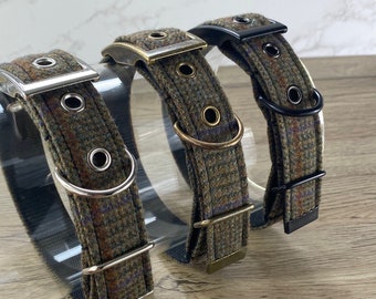 Country tweed dog collar, optional matching lead available