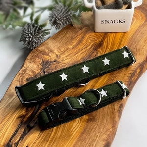 Forest green star dog collar, optional matching lead available