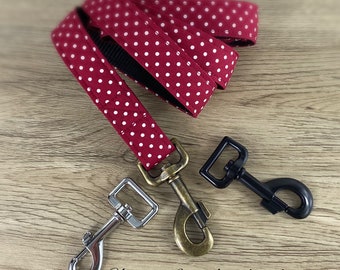 Handmade Red Polka Dot Dog Leash: Durable Swivel Clasp