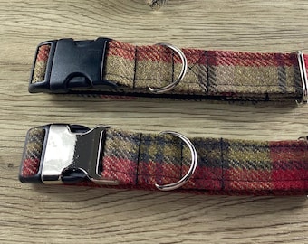 Hunter tweed dog collar, optional matching lead available