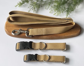Beige webbing dog collar, optional matching lead available