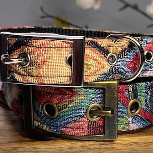Collar para perro mexicano, rojo, azul, naranja y verde.