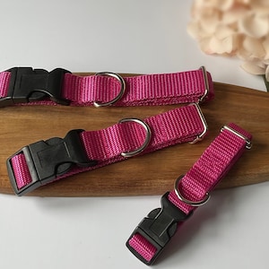 Cerise pink dog collar, optional matching lead