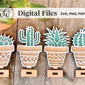 Fichiers svg succulentes / Cactus svg Glowforge / Glowforge, découpeuse laser Svg, Png, Eps, Pdf / personnel et commercial / fichier numérique uniquement