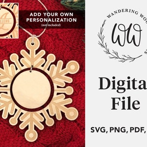 Christmas Ornament svg for Glowforge / Snowflake svg / Laser, Cricut Svg, Png, Eps, Pdf / Commercial use / DIGITAL FILE