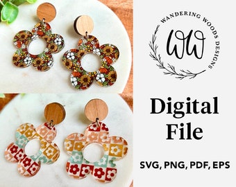 Daisy Earrings SVG // Laser Cut jewelry svg // Glowforge SVGs, Laser Cutter, Silhouette, Cricut Cut File